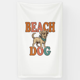 Strandhond Vintage Gravure Grafisch Ontwerp_1 Spandoek