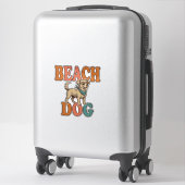 Strandhond Vintage Gravure Grafisch Ontwerp_1 Sticker (Koffer)