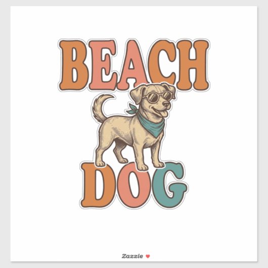 Strandhond Vintage Gravure Grafisch Ontwerp_1 Sticker (Vel)
