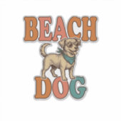 Strandhond Vintage Gravure Grafisch Ontwerp_1 Sticker (Voorkant)