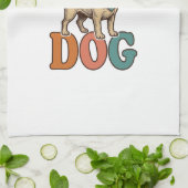 Strandhond Vintage Gravure Grafisch Ontwerp_1 Theedoek (Gevouwen)