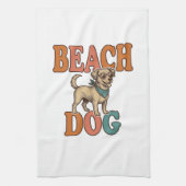 Strandhond Vintage Gravure Grafisch Ontwerp_1 Theedoek (Verticaal)