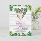 Strandhout Boho Schedel Tropische Bloembladeren Kaart (Staand voorkant)