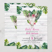 Strandhout Boho Schedel Tropische Bloembladeren Kaart (Voorkant / Achterkant)