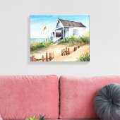 Strandhuis 14" x 11" canvas afdruk (Insitu (Woonkamer))