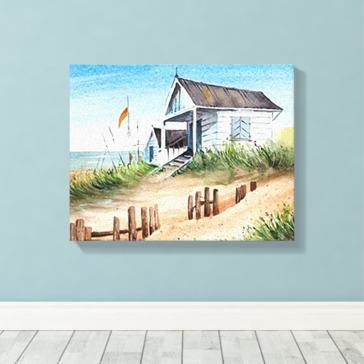 Strandhuis 14" x 11" canvas afdruk (Insitu (Houten vloer))