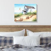 Strandhuis 14" x 11" canvas afdruk (Insitu (Slaapkamer))