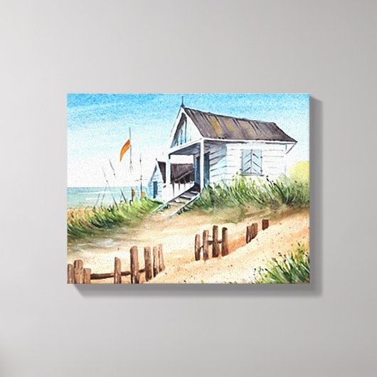 Strandhuis 14" x 11" canvas afdruk (Voorkant)