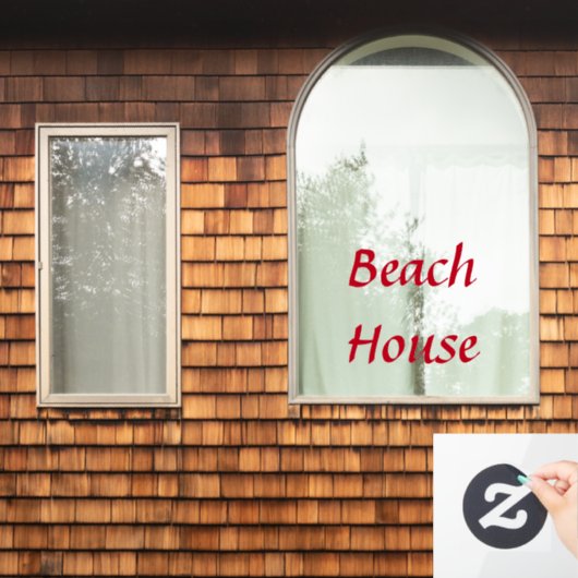 Strandhuis aangepaste tekst rode kleurige cute thu raamsticker (Huis Raam)