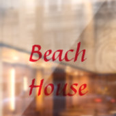 Strandhuis Aangepaste tekst Rood Kleurrijk Cute Th Raamsticker (Vel 2)