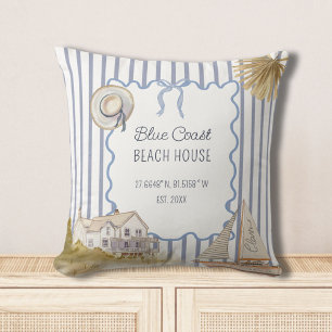 Strandhuis Blauw Coastal Chic Blauwe Strepen Kussen