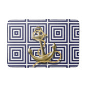 Strandhuis blauw Grieks Patroon Nautisch Anker Badmat (Voorkant)