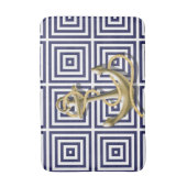 Strandhuis blauw Grieks Patroon Nautisch Anker Badmat (Voorkant Verticaal)