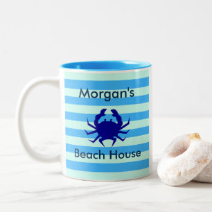 Strandhuis Blauwe Krab Tweekleurige Koffiemok