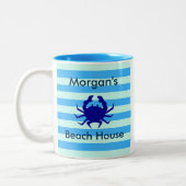 Strandhuis Blauwe Krab Tweekleurige Koffiemok (Links)