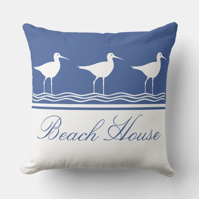 Strandhuis blauwe Strandlopers  Kussen (Voorkant)
