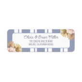 Strandhuis Blauwe Streep Kust Boho Retouradres Etiket (Voorkant)