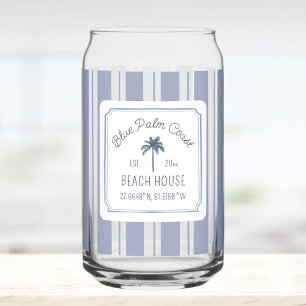 Strandhuis Blauwe Strepen Coastal Farmhouse Blikvorm Glas