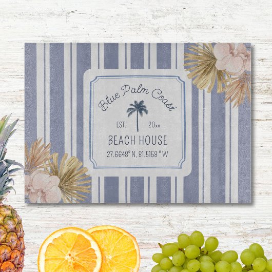 Strandhuis Blauwe Strepen Kust Boho Boerderij Snijplank