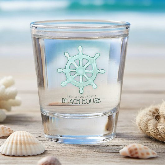 Strandhuis Boot Stuurhuis Aqua Blauw ID623 Shot Glas