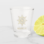Strandhuis Boot Stuurstand Goud ID623 Shot Glas (Voorkant)