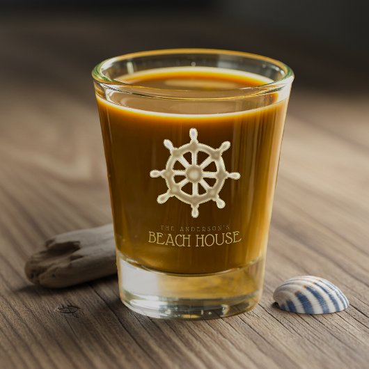 Strandhuis Boot Stuurstand Goud ID623 Shot Glas