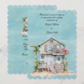 Strandhuis Bruiloft Kaart (Voorkant / Achterkant)