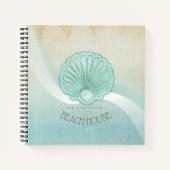 Strandhuis Clam Shell Aqua Blauwe ID623 Notitieboek (Voorkant)