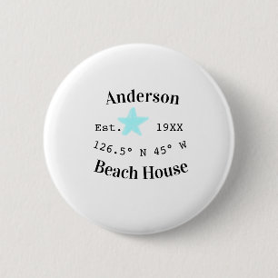 Strandhuis Datum jaar aangepaste coördinaten toevo Ronde Button 5,7 Cm