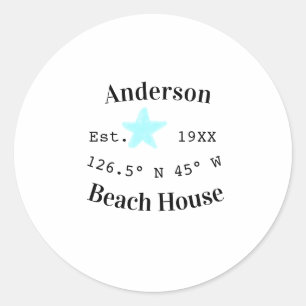 Strandhuis Datum jaar aangepaste coördinaten toevo Ronde Sticker