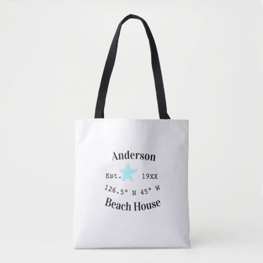 Strandhuis Datum jaar aangepaste coördinaten toevo Tote Bag (Voorkant)