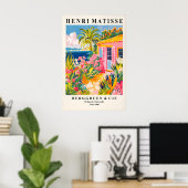 Strandhuis decor, Mid century modern poster, Roze Poster (Thuiskantoor)