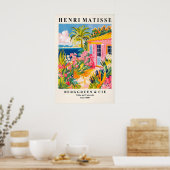 Strandhuis decor, Mid century modern poster, Roze Poster (Keuken)