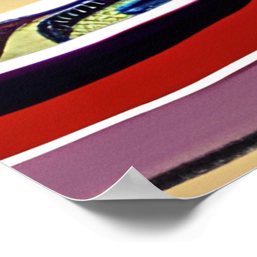 Strandhuis en Boot Abstracte Illustratie Poster (Hoek)