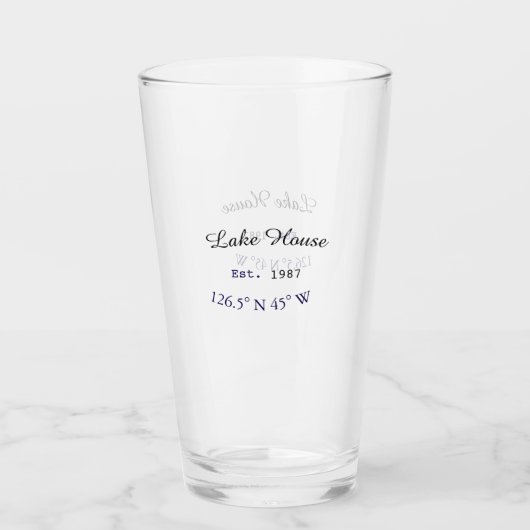 Strandhuis ets. Datum jaar aangepaste coördinaten Glas (Voorkant)