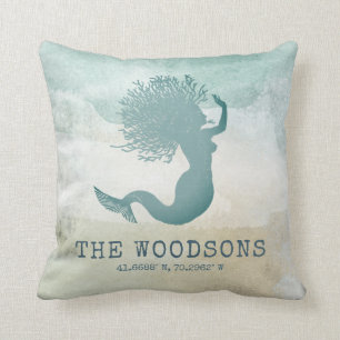 Strandhuis Familienaam Nautische Custom Coordinate Kussen