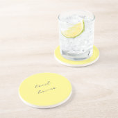 Strandhuis Geel Grijs Stijlvol Chic Koel Zandsteen Onderzetter (Zijkant)