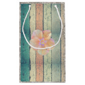 Strandhuis geschilderd hout gestreept blauwgroen r klein cadeauzakje (Achterkant)