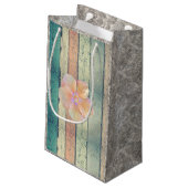 Strandhuis geschilderd hout gestreept blauwgroen r klein cadeauzakje (Achterkant Gekanteld)