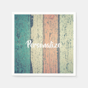 Strandhuis geschilderd hout gestreept turquoise pe servet