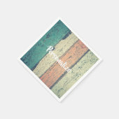 Strandhuis geschilderd hout gestreept turquoise pe servet (Hoek)