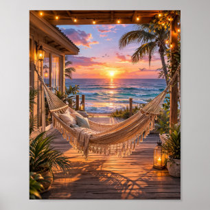 Strandhuis Hangmat Oceaan Esthetische Poster De 2e