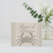 Strandhuis Krab Kust Kuststrook Vintage Briefkaart (Staand voorkant)