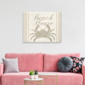 Strandhuis Krab Kust Kuststrook Vintage Canvas Afdruk (Insitu (Woonkamer))