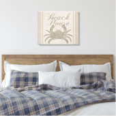 Strandhuis Krab Kust Kuststrook Vintage Canvas Afdruk (Insitu (Slaapkamer))