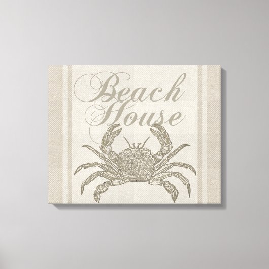 Strandhuis Krab Kust Kuststrook Vintage Canvas Afdruk (Voorkant)