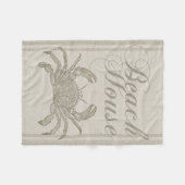 Strandhuis Krab Kust Kuststrook Vintage Fleece Deken (Voorkant (Horizontaal))