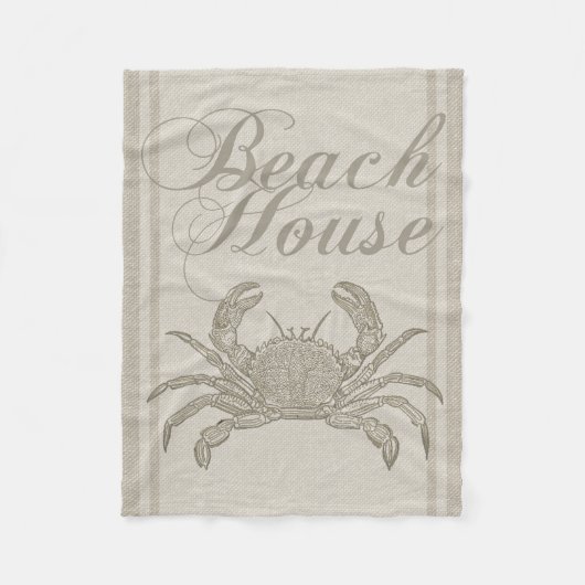 Strandhuis Krab Kust Kuststrook Vintage Fleece Deken (Voorkant)