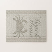 Strandhuis Krab Kust Kuststrook Vintage Legpuzzel (Horizontaal)