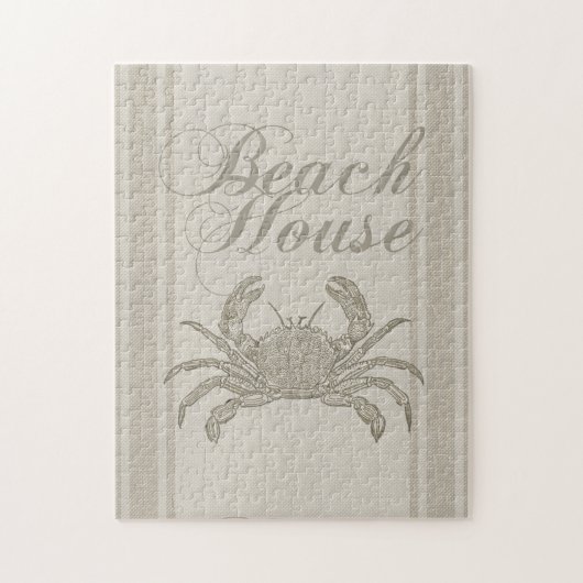 Strandhuis Krab Kust Kuststrook Vintage Legpuzzel (Verticaal)
